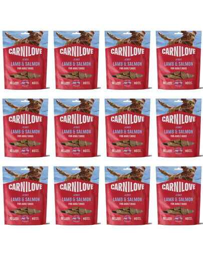 CARNILOVE Dog Jerky Lamb with Salmon 12x100g przysmaki z jagnięciną i łososiem dla dorosłych psów