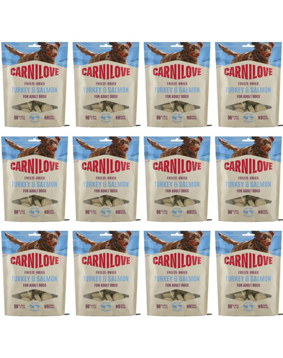 CARNILOVE Dog Freeze Dried Turkey and Salmon 12x60g liofilizowane przysmaki z indykiem i łososiem dla psów