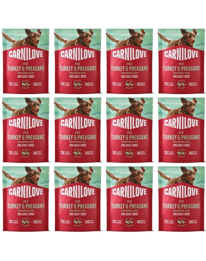 CARNILOVE Nassfutter Pastete mit Truthahn, Fasan und Himbeerblättern für adulte Hunde getreidefrei 12x300g