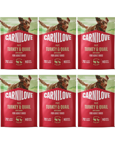 CARNILOVE Nassfutter Pastete mit Truthahn und Wachtel für adulte Hunde getreidefrei 6x300g