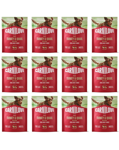 CARNILOVE Nassfutter Pastete mit Truthahn und Wachtel für adulte Hunde getreidefrei 12x300g