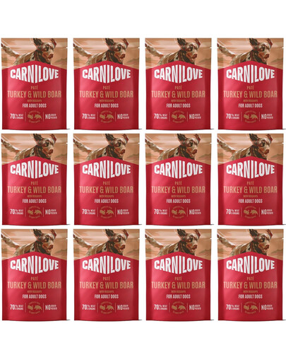 CARNILOVE Nassfutter Pastete mit Truthahn, Wildschwein und Hagebutte für adulte Hunde 12x300g