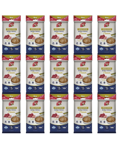 FARMINA N&D Quinoa Digestion cremiger Snacks mit Huhn und Thunfisch für Katzen mit empfindlicher Verdauung 15x60 g