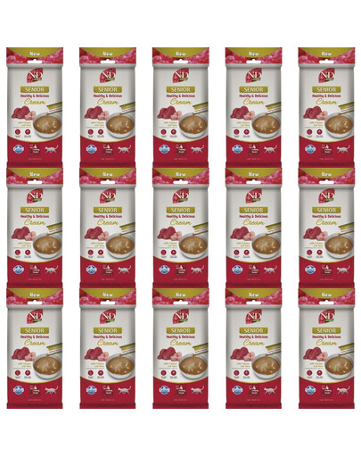 FARMINA N&D Quinoa Cat Senior cremiger Snack mit Huhn und Thunfisch für ältere Katzen 15x60 g