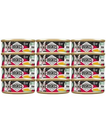 VOSKES Nassfutter Suppe mit Huhn für Katzen getreidefrei 12x50 g