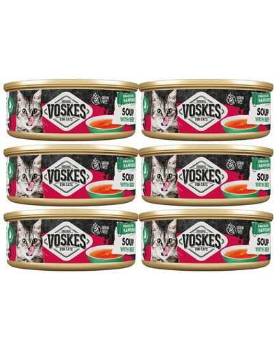 VOSKES Nassfutter Suppe mit Rind für Katzen getreidefrei 6x50 g