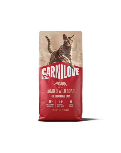 CARNILOVE Active Sterilised Trockenfutter Lamm und Wildschwein für sterilisierten Katzen 6 kg