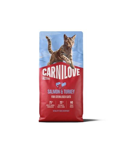 CARNILOVE Active Trockenfutter mit Lachs und Pute für sterilisierten Katzen getreidefrei 6 kg