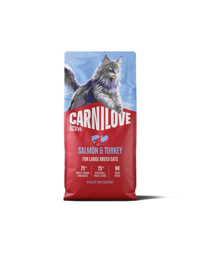 CARNILOVE Active Trockenfutter mit Lachs und Pute für adulte große Katzenrassen getreidefrei 6 kg