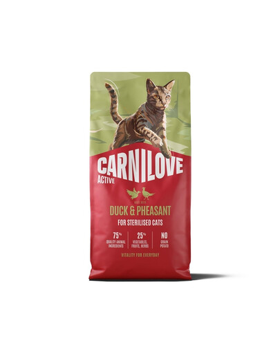 CARNILOVE Active Sterilised Trockenfutter Ente und Fasan für sterilisierten Katzen getreidefrei 6 kg