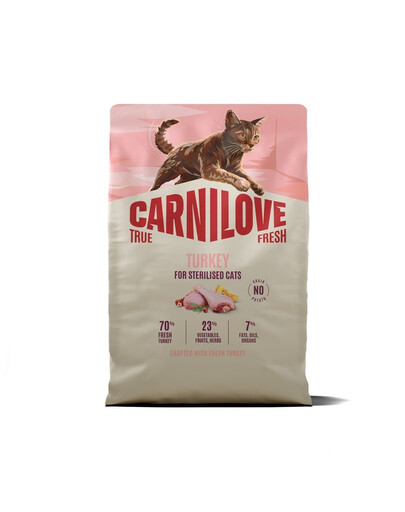 CARNILOVE True Fresh Trockenfutter mit Pute für kastrierte Katzen getreidefrei 2 kg