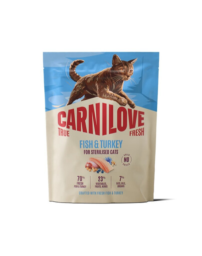 CARNILOVE True Fresh Sterilised Trockenfutter mit Fisch und Pute für kastrierte Katzen getreidefrei 400 g