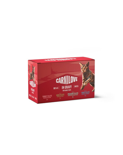 CARNILOVE Cat Pouch Gravy Multipack 12x85 g zestaw filetów w sosie dla dorosłych kotów
