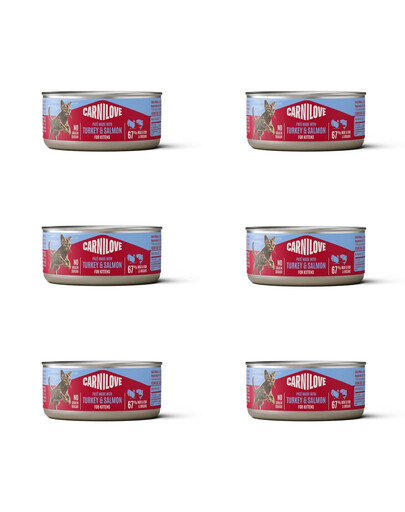 CARNILOVE Cat Can Paté Turkey and Salmon for Kittens 6x100 g z indykiem i łososiem, pasztet dla kociąt