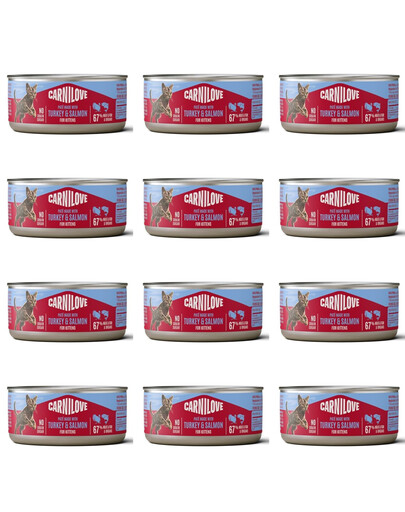 CARNILOVE Cat Can Paté Turkey and Salmon for Kittens 12x100 g z indykiem i łososiem, pasztet dla kociąt