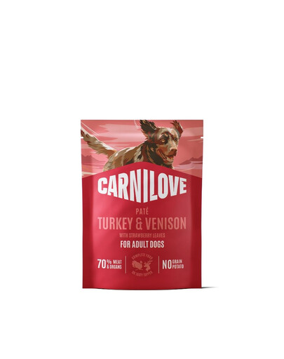 CARNILOVE Nassfutter Pastete mit Pute, Wild und Erdbeerblättern für adulte Hunde 300g