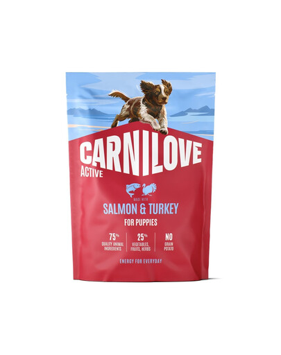 CARNILOVE Active Puppies Trockenfutter Lachs und Truthahn für Welpen getreidefrei 1,5 kg