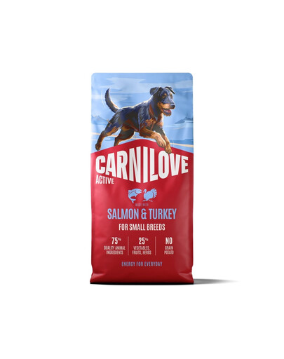 CARNILOVE Active Adult Small Breeds Trockenfutter Lachs und Pute für adulte Hunde kleiner Rassen getreidefrei 12 kg