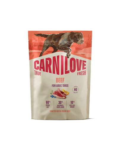 CARNILOVE True Fresh Beef Adult Trockenfutter mit Rindfleisch für adulte Hunde aller Rassen getreidefrei 1,5 kg