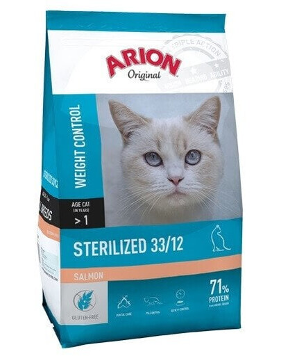 ARION Original Sterilized 33/12 Salmon Trockenfutter mit Lachs für Katzen nach Kastration 2 kg