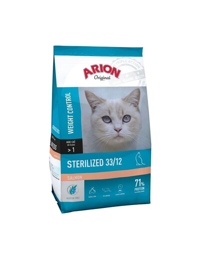 ARION Original Sterilized 33/12 Salmon Trockenfutter mit Lachs für Katzen nach Kastration 7,5 kg