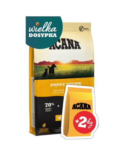 ACANA Puppy Recipe Puppy&junior dog 11,4 kg + 2 kg karmy GRATIS! sucha karma dla szczeniąt i młodych psów