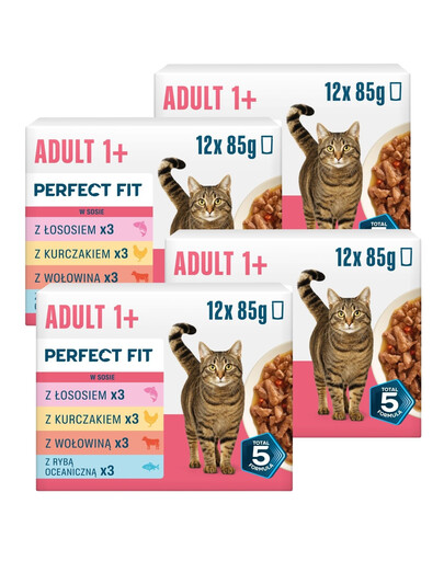 PERFECT FIT Adult 1+ Mix Smaków 12 x 85g mokra karma dla dorosłych kotów