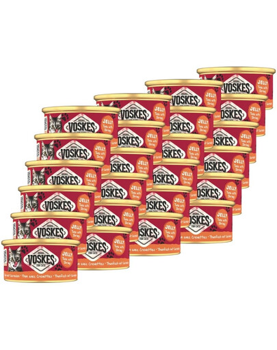 VOSKES Jelly Tuna with Shrimp 24x85 g100% tuńczyk z krewetką w galaretce, karma uzupełniająca dla kota