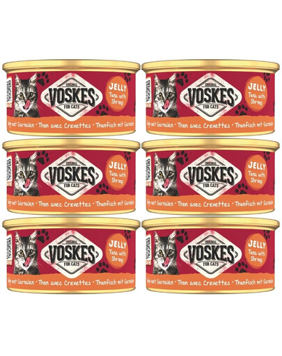 VOSKES Jelly Tuna with Shrimp 6x85 g100% tuńczyk z krewetką w galaretce, karma uzupełniająca dla kota