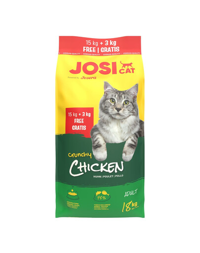 JOSERA JosiCat Crunchy Chicken 15kg+3kg z drobiem, dla dorosłych kotów