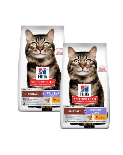 HILL'S Science Plan Hairball & Perfect Coat 2x7kg karma z kurczakiem dla dorosłych kotów