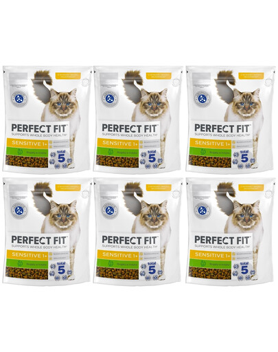 PERFECT FIT Sensitive 1+ 6x750 g sucha karma pełnoporcjowa dla dorosłych kotów bogata w indyka