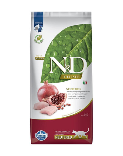 N&D Prime Chicken & Pomegranate Cat Nautered karma dla kastrowanych kotów 10 kg