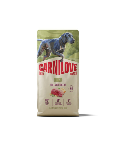 CARNILOVE True Fresh Dog Duck Adult Large Breeds 12 kg sucha karma ze świeżą kaczką dla dorosłych psów dużych ras