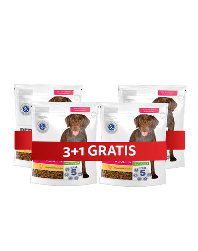 PERFECT FIT Adult 1+ sucha karma pełnoporcjowa dla dorosłych psów dużych ras bogata w kurczaka 4 x 825 g 3+1 GRATIS