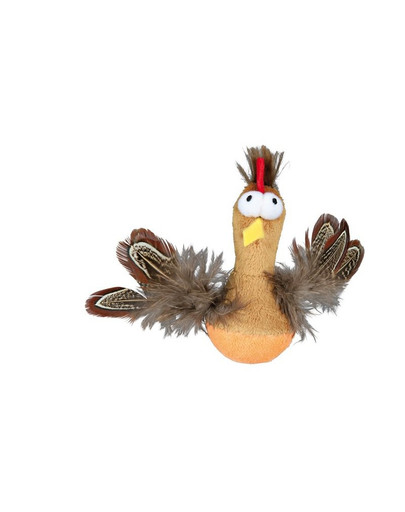 TRIXIE Steh-auf-Huhn mit Federn und Sound, Plüsch 10 cm