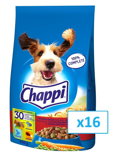CHAPPI für Hunde mit Rindfleisch, Geflügel und Gemüse 500g x16
