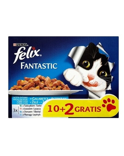 FELIX Fantastic Auswahl Fleisch in Geele 12x100g: Huhn, Rind, Kaninchen, Lamm