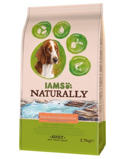 IAMS Naturally erwachsener Hund mit viel nordatlantischem Lachs & Reis 2,7 kg