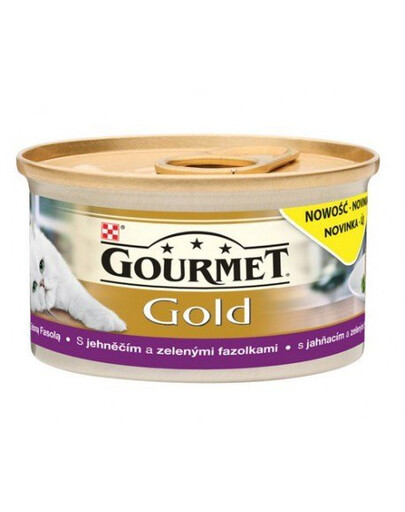 GOURMET Gold Savoury Cake Nassfutter mit Lamm und grünen Bohnen für adulte Katzen 85 g