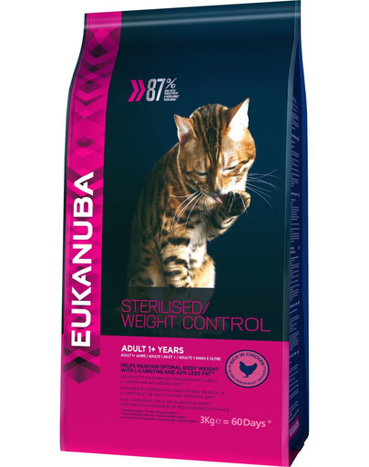 EUKANUBA Cat Sterilised/Weight Control reich an Huhn 1+ adult 3 kg