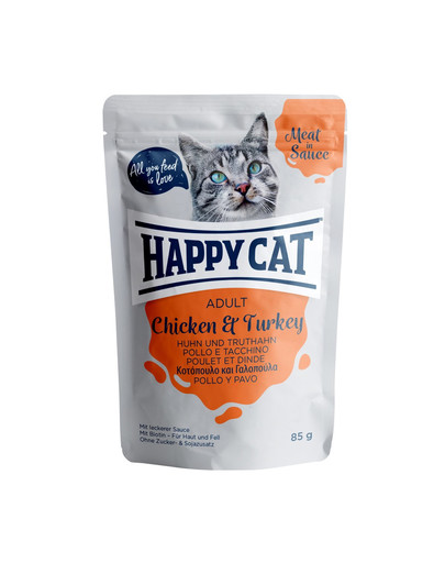 HAPPY CAT Meat in Sauce Adult Chicken & Turkey (Huhn & Truthahn) 85 g