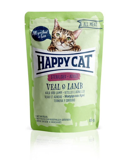HAPPY CAT All Meat Adult Sterilised Kalb & Lamm 85 g