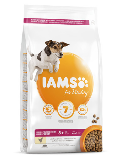IAMS for Vitality Senior für ältere Hunde kleiner und mittelgroßer Rassen mit frischem Huhn 3 kg
