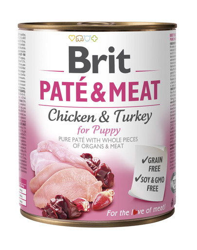 BRIT Pate & meat puppy chicken & turkey 800g