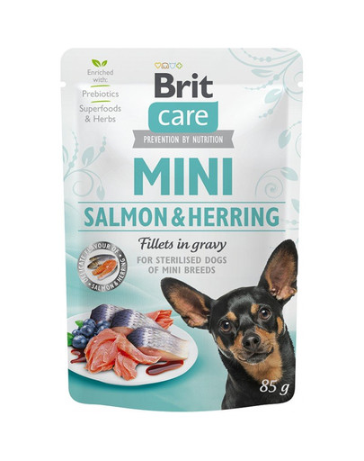 BRIT Care Mini Salmon & Herring fillets in gravy for sterilised dogs 85g