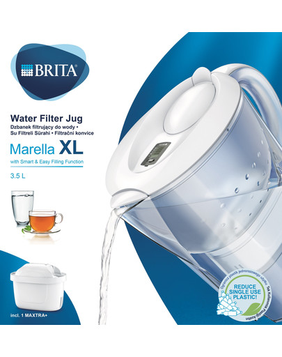 BRITA fill&enjoy Marella XL MAXTRA 3.5l  weiss + Tischwasserfilter