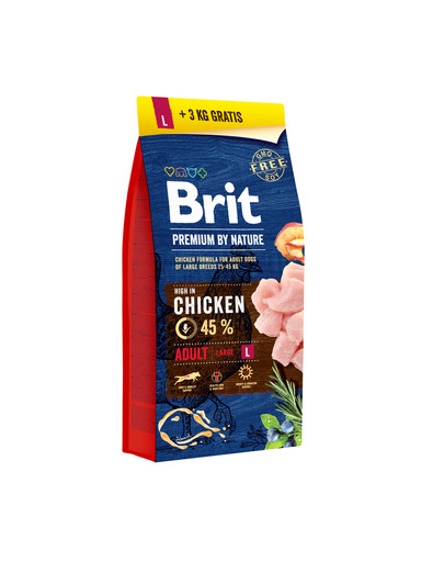 BRIT Premium By Nature Adult Large L 15 kg + 3kg