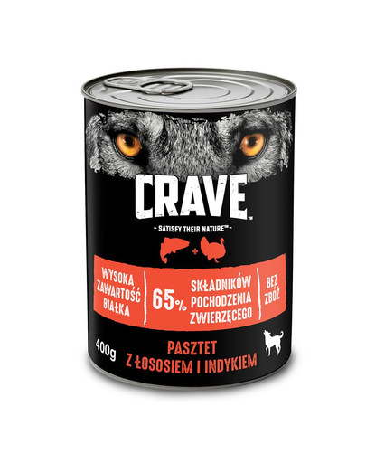 CRAVE Dose 400g - Lachs- und Putenpastete - getreidefreies Nassfutter für ausgewachsene Katzen