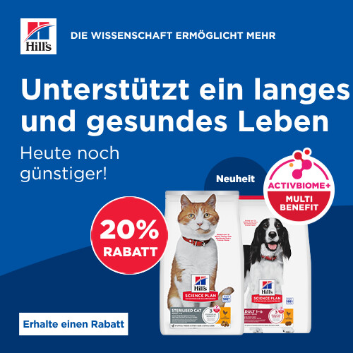 HILL'S-Angebot 20 % Rabatt auf tierärztliches Futter für Hunde und Katzen